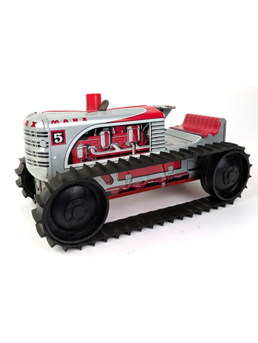 Vintage Marx No 5 Climbing Tractor Wind Up Tin Litho Toy 1950s No Driver WORKS